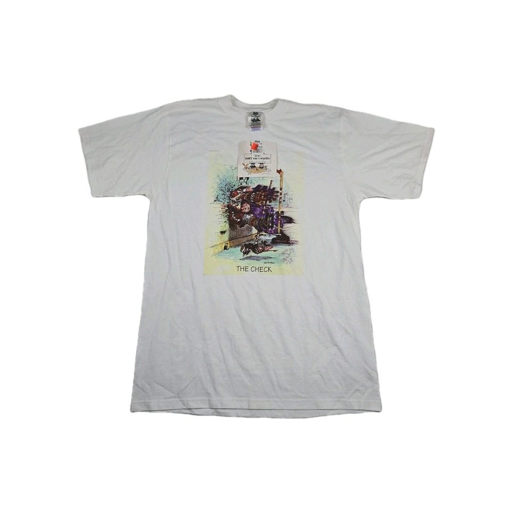 Gary Patterson The Check Men's Size Large Vintage Graphic Print Shirt White New
